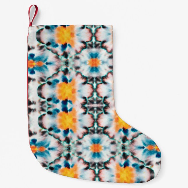 Tie Dye Seamless Pattern. Ethnic Abstract. Psyched Small Christmas Stocking (Front)