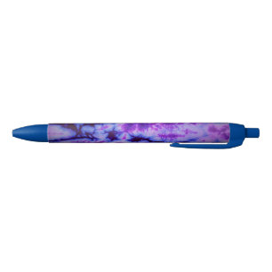 Tie Dye Shades of Purple & Blue Black Ink Pen