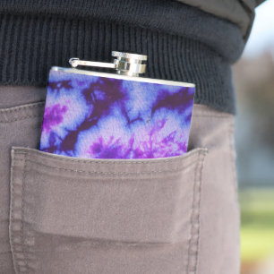 Tie Dye Shades of Purple & Blue Hip Flask