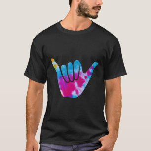 Tie Dye Shaka Hang Loose Surf Salutation T-Shirt