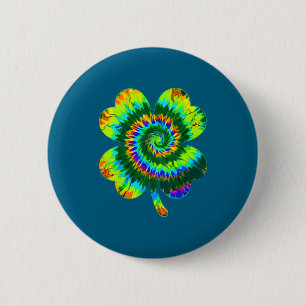 Tie dye shamrock st patricks day 6 cm round badge