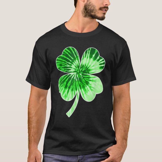 Tie Dye Shamrock St Patricks Day Funny Men Women K T-Shirt (Front)