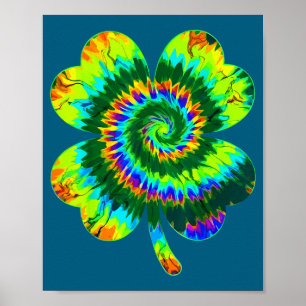 Tie dye shamrock st patricks day  poster