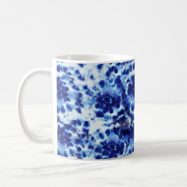 tie-dye shibori naval blue patterned mug (Left)
