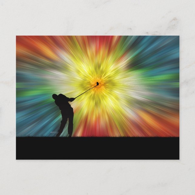 Tie Dye Silhouette Golfer Postcard (Front)