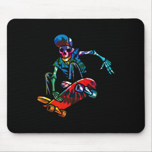 Tie Dye Skeleton On Skateboard Skateboarding Skele Mouse Pad