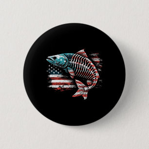 Tie Dye Skeleton Salmon American 4th Of July Fish 6 Cm Round Badge