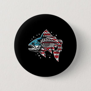 Tie Dye Skeleton Salmon American 4th Of July Fish  6 Cm Round Badge