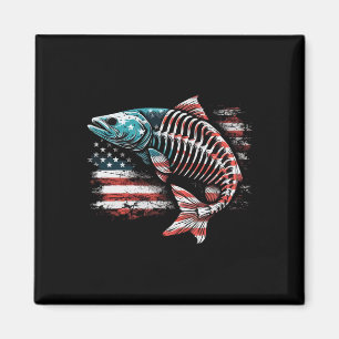 Tie Dye Skeleton Salmon American 4th Of July Fish  Magnet