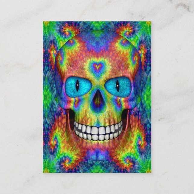 Tie Dye Skull Dead Zombie Undead Business Cards (Front)