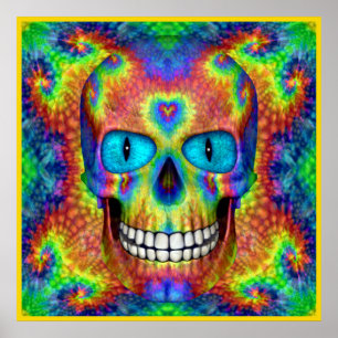 Tie Dye Skull Dead Zombie Undead Colourful Poster