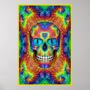Tie Dye Skull Dead Zombie Undead Colourful Poster