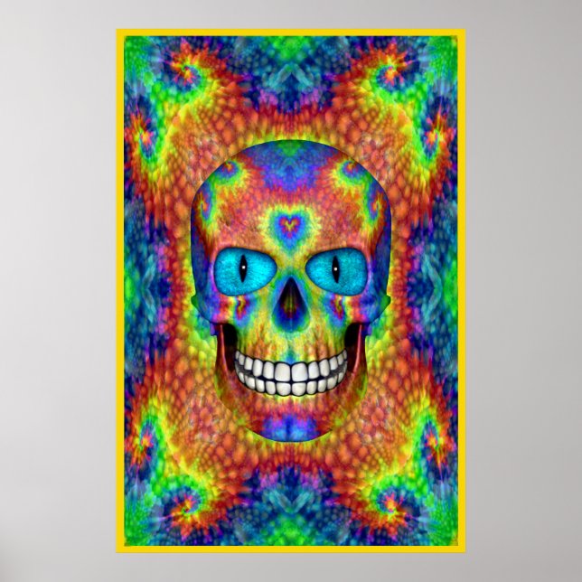 Tie Dye Skull Dead Zombie Undead  Colourful Poster (Front)