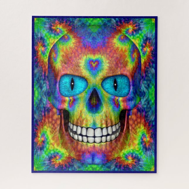 Tie Dye Skull Dead Zombie Undead Jigsaw Puzzle (Vertical)