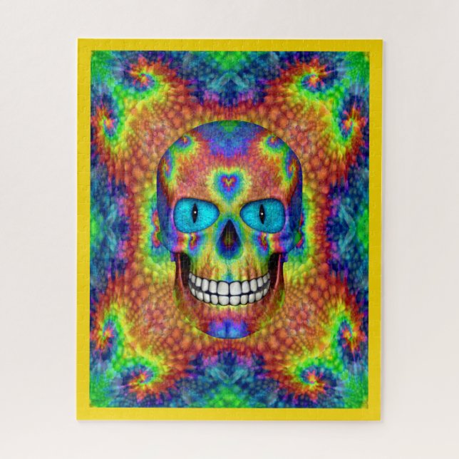 Tie Dye Skull Dead Zombie Undead Jigsaw Puzzle (Vertical)