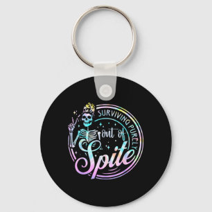 Tie Dye Skull Women Key Ring