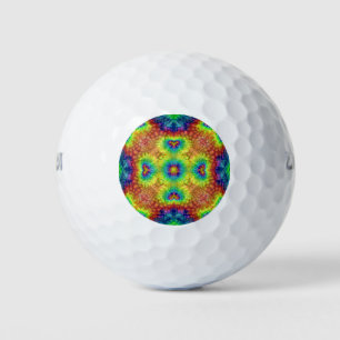 Tie Dye Sky Vintage Fractal Kaleidoscope Golf Balls