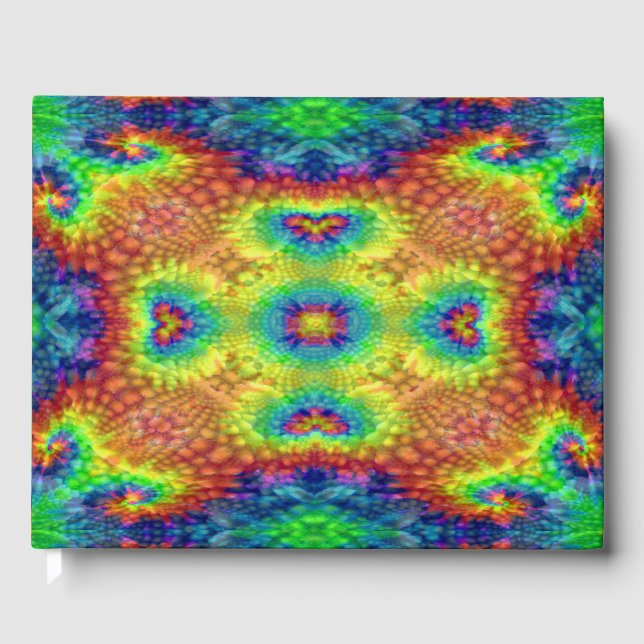 Tie Dye Sky Vintage Fractal Kaleidoscope Guest Book (Front)