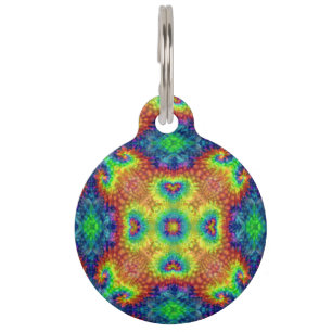 Tie Dye Sky Vintage Fractal Kaleidoscope Pet Tag