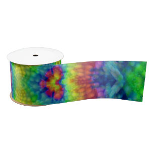 Tie Dye Sky Vintage Fractal Kaleidoscope Satin Ribbon