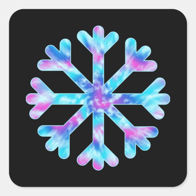 Tie Dye Snowflake Square Sticker (Front)