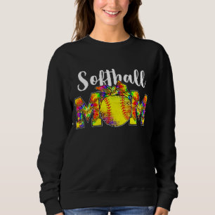 Tie Dye Softball Mum Softball Game Day Vibes Mothe Sweatshirt