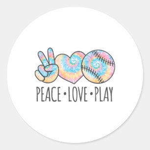 Tie Dye Softll For Teen Girls Peace Love Play  Classic Round Sticker