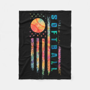 Tie Dye Softll Teen Girls Softll Player Usa Flag Fleece Blanket