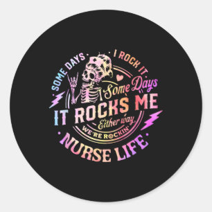 Tie Dye Some Days I Rock It Some Days It Rocks Me Classic Round Sticker