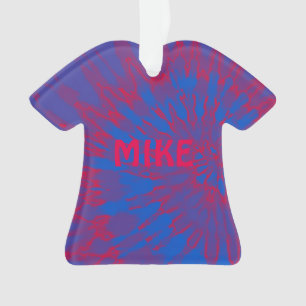 Tie Dye Spiral Blue and Red Ornament
