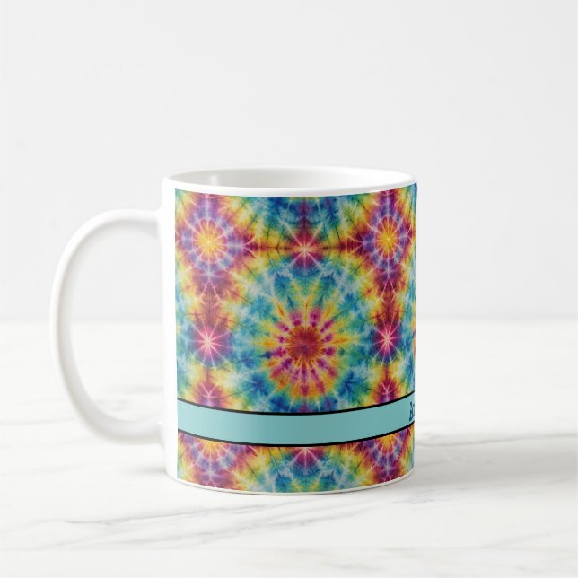  Tie Dye Spiral in Magenta Print 11 oz Coffee Mug (Left)