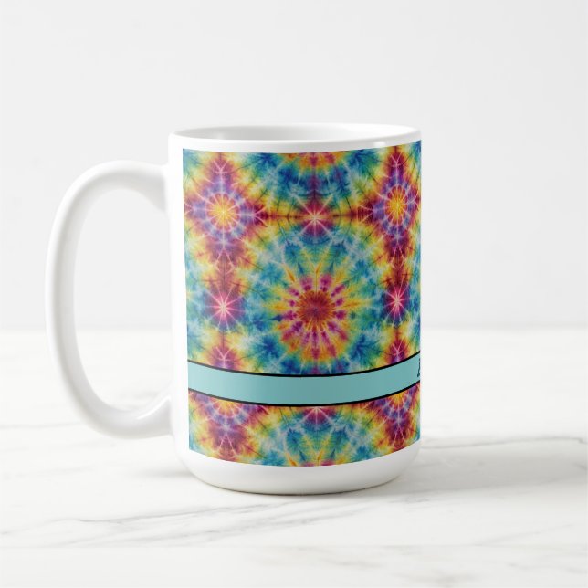  Tie Dye Spiral in Magenta Print  15 oz Coffee Mug (Left)