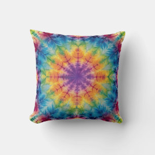 Tie Dye Spiral in Purple Throw Pillow