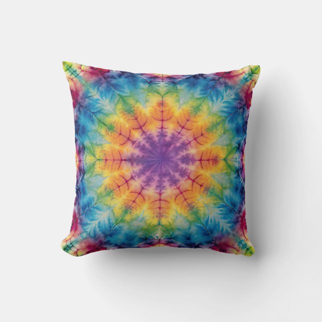 Tie Dye Spiral in Purple Throw Pillow (Front)