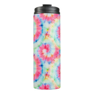 Tie Dye Spiral, watercolor art. Thermal Tumbler