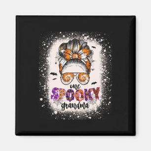 Tie Dye Spooky Grandma Halloween Monster Messy Bun Magnet