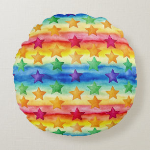 Tie Dye Stars Round Cushion