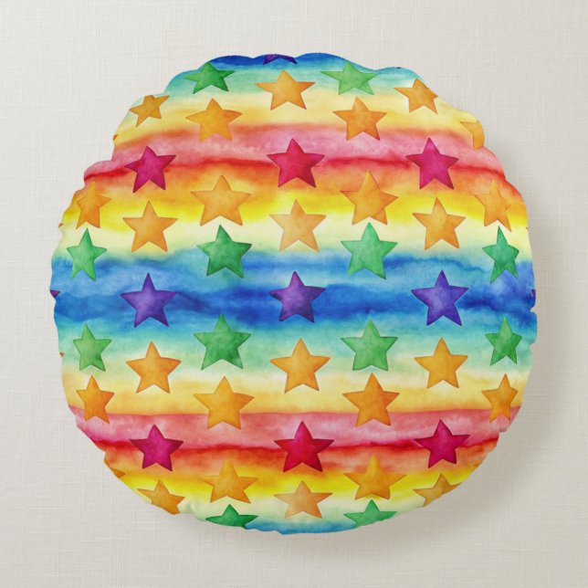 Tie Dye Stars  Round Cushion (Front)