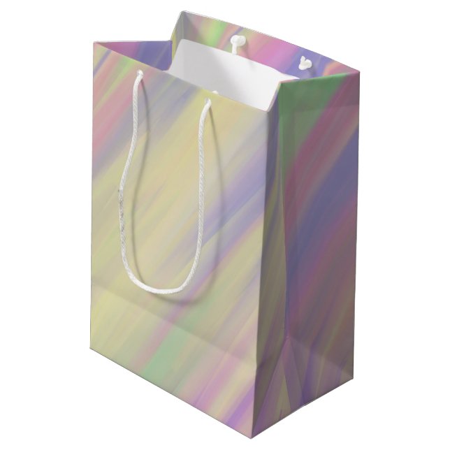 Tie Dye Style Multi Colour Blended Background Medium Gift Bag (Back Angled)