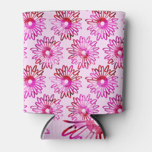 Tie-Dye Summer Flowers Pattern Can Cooler