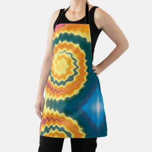 Tie dye swirl funky retro groovy colourful pattern apron