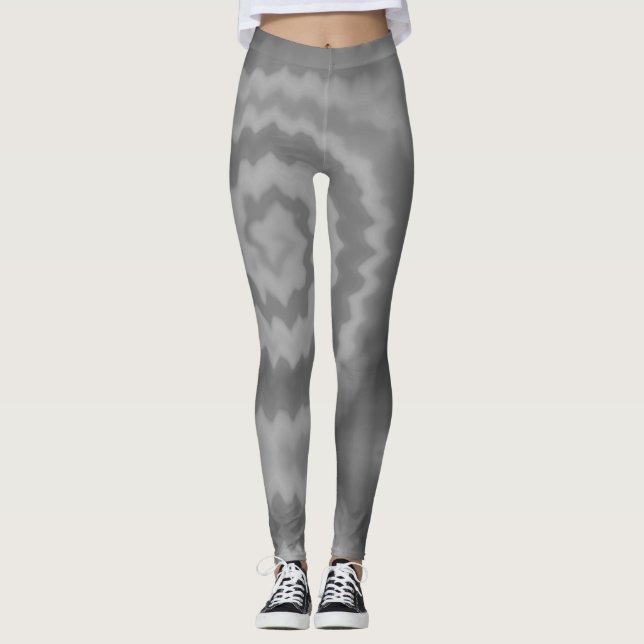 Tie dye swirl funky retro groovy grey pattern leggings (Front)