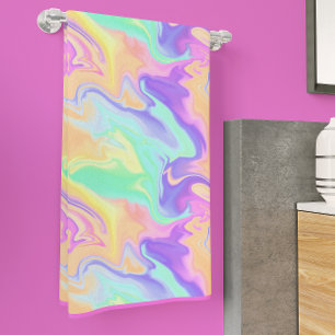 Tie Dye Swirl Marble Retro Groovy Bath Towel Set