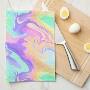 Tie Dye Swirl Marble Retro Groovy Tea Towel