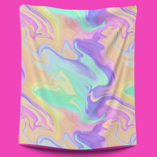 Tie Dye Swirl Pastel Groovy Fleece Blanket