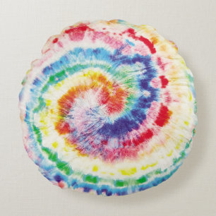 Tie Dye Swirl. Seamless Tiedye Pattern. Fabric Mu Round Cushion