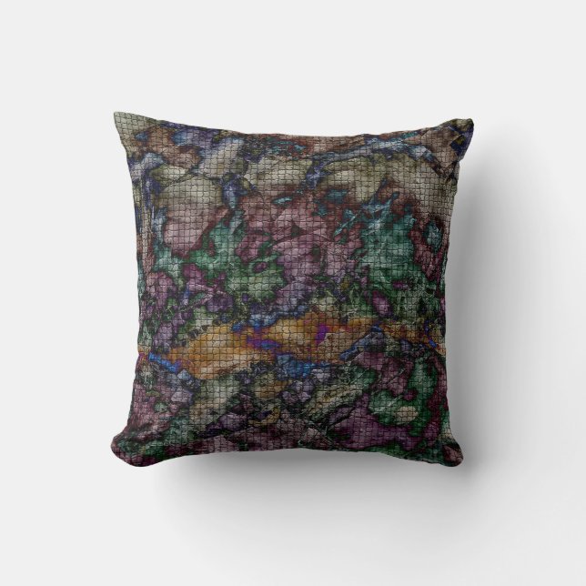 Tie-dye Swirled Colour Mosaic Pattern Small Tiles Cushion (Front)