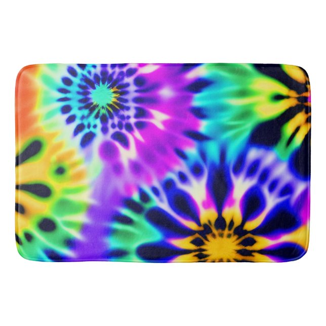 Tie Dye Swirling Pattern Design Bath Mat (Front)