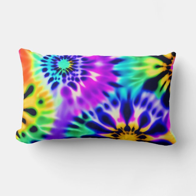 Tie Dye Swirling Pattern Design Lumbar Cushion (Front)