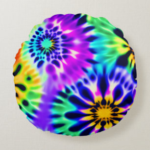 Tie Dye Swirling Pattern Design Round Cushion
